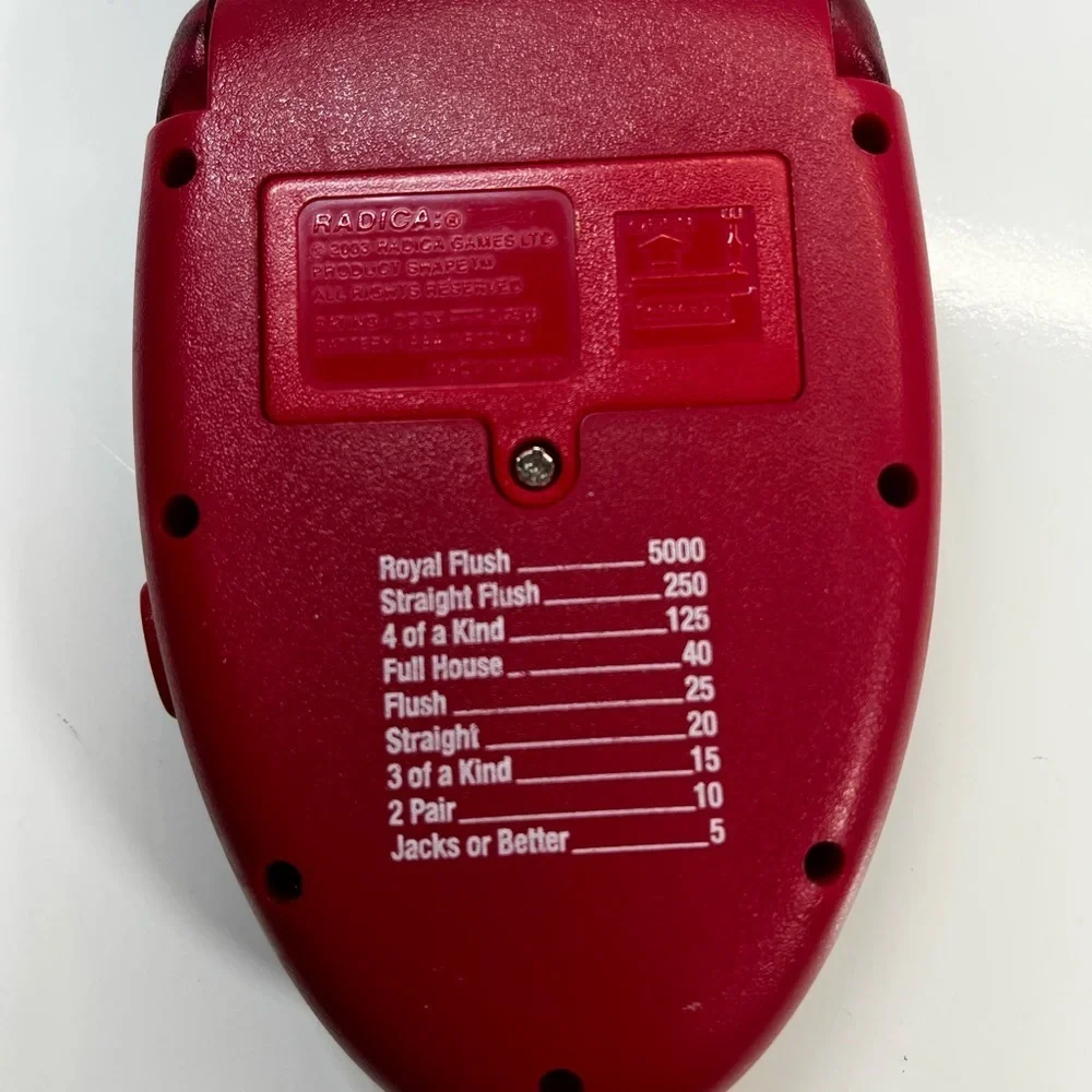 Red Lighted Poker Electronic Handheld Game - Radica 2003 -‎ Excellent Tested!